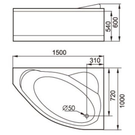 Ванна гидромассажная Gemy G9009 B 150x100