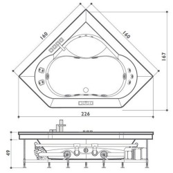 Ванна гидромассажная Jacuzzi AURA CORNER TOP 9F43-483A 160x160