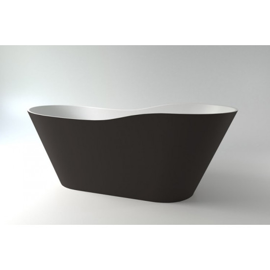 Ванна каменная Holbi Afrodita 161x68 SD внутри белая, снаружи черная