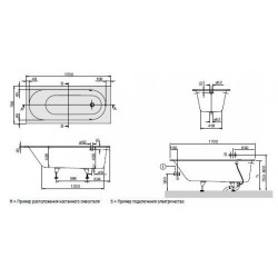 Ванна квариловая Villeroy & Boch OBERON UBQ 177 OBE 2V-01 с ножками