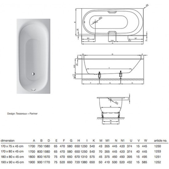 Ванна стальная Bette BetteComodo 1251-000 AS 180 x 80 белая