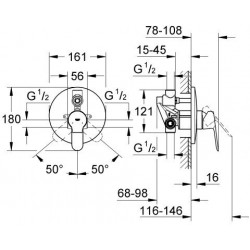 Встраиваемый смеситель для ванны Grohe BauEdge 29079000
