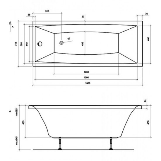 Акриловая ванна AlfaSun Карадаг 170x75