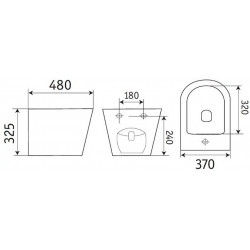 Биде подвесное CeramaLux 2342MB черное матовое