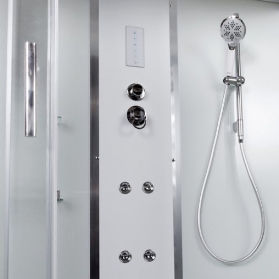 Душевая кабина Avacan EM4516LED+GM AVA N 160x85 с LED и гидромассажем, стекла матовые, профиль хром