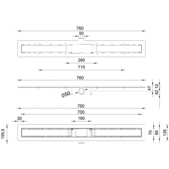 Душевой лоток Styron STY-B-70 с решеткой Basic Душевой лоток Styron STY-B-70 с решеткой Basic