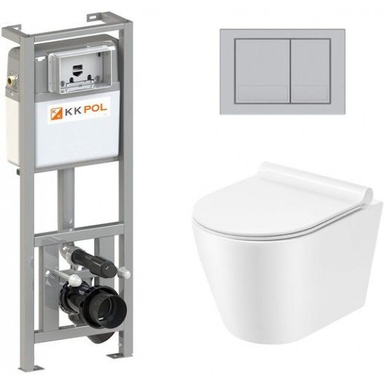 Инсталляция KK-Pol Alfa с унитазом Teja и клавишей смыва матовый хром Инсталляция KK-Pol Alfa с унитазом Teja и клавишей смыва матовый хром