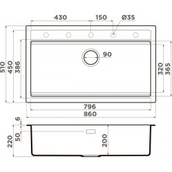 Кухонная мойкa OMOIKIRI  Kitagawa 86-LB-GR 86x51 leningrad grey