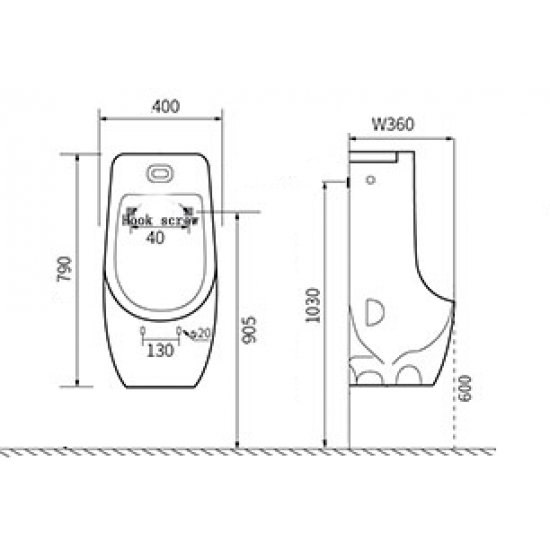 Писсуар Ceramalux Х546S 40x36 сенсорное управление, белый