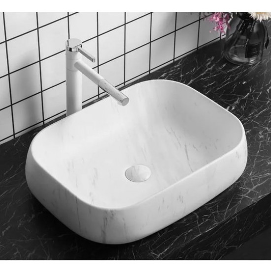 Умывальник накладной Cerutti SPA CR0086 MMW1 56,5x40 мрамор белый матовый