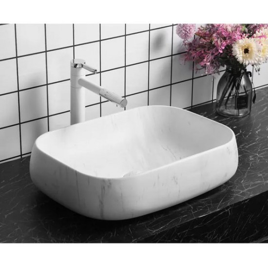 Умывальник накладной Cerutti SPA CR0086 MMW1 56,5x40 мрамор белый матовый