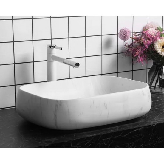 Умывальник накладной Cerutti SPA CR0086 MMW1 56,5x40 мрамор белый матовый