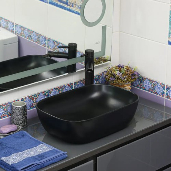 Умывальник накладной MELANA MLN-320328MB 46x32,5 черный матовый