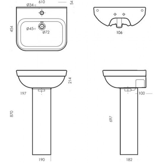 Умывальник пьедестальный Sanita Next 61x45,4 белый