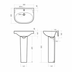 Умывальник пьедестальный Sanita Комфорт 50 белый Умывальник пьедестальный Sanita Комфорт 50 белый