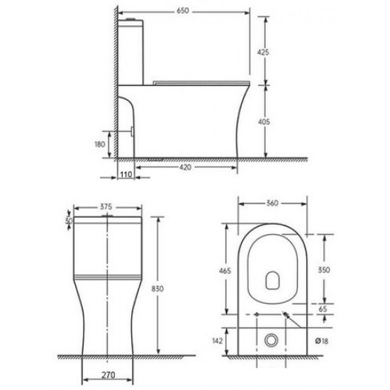 Унитаз напольный Roxen Urban Bidet 600190-01X белый SoftClose