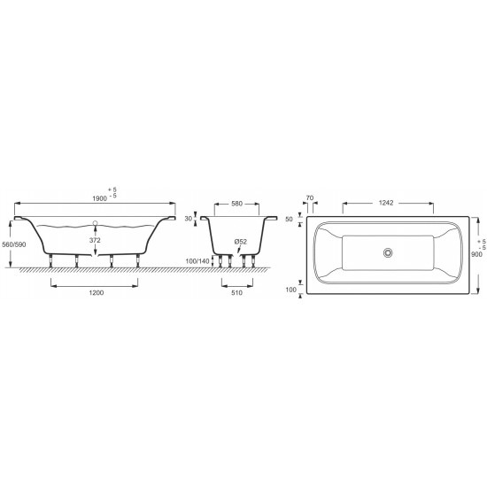 Ванна акриловая Jacob Delafon Elite 190x90