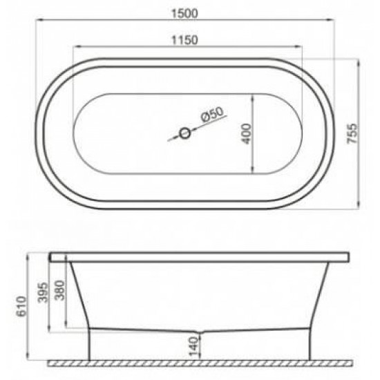 Ванна акриловая Polimat AMONA 150x75 белая
