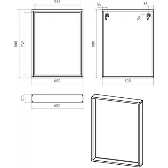 Зеркало Brevita Dallas - 60 свет ДСП (Дуб Галифакс)
