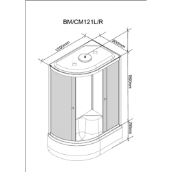 Душевая кабина Parly Bianco BM121L 120x80 стекла матовые / профиль белый