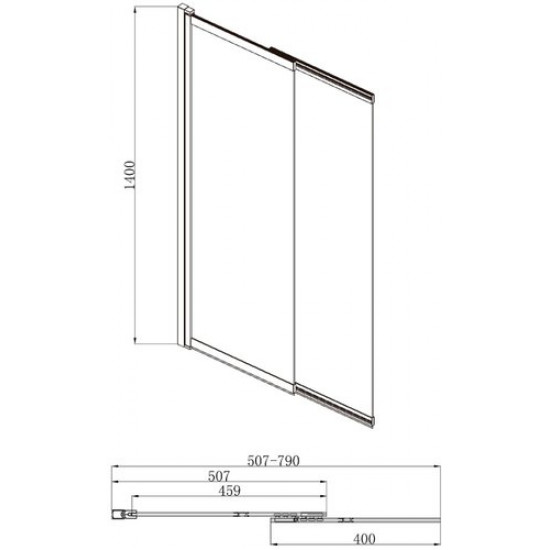 Душевая шторка Adema NFA-612 80x140 прозрачное стекло / профиль хром