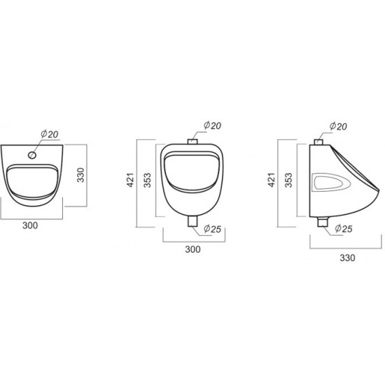 Писсуар подвесной Sanita Орион 30x33 белый