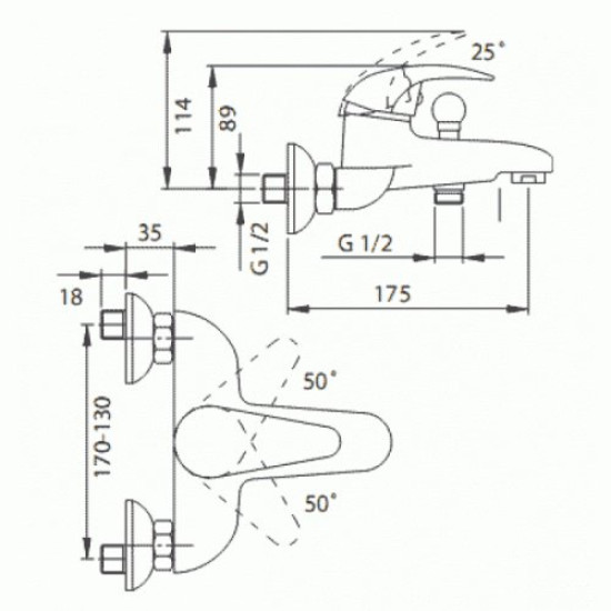 Смеситель для ванны Ferro Ancona BAN11 хром