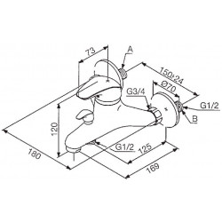 Смеситель для ванны и душа RedBlu by Damixa New Space 101000000