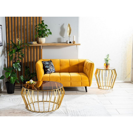 Стол журнальный Signal ARIANA A ARIANAACTZL 80x80x45 дымчатый янтарь/золотой