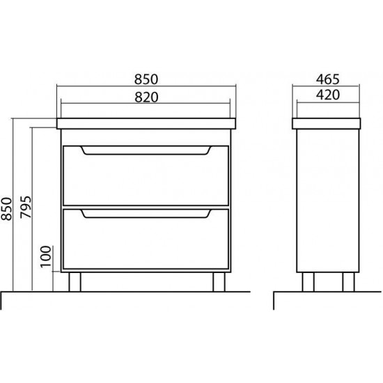 Тумба напольная Аква-Родос Рома 85 с умывальником / АР0001732