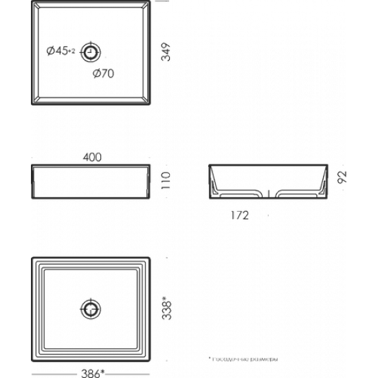 Умывальник Sanita Luxe Novel Slim 40x34,9 белый