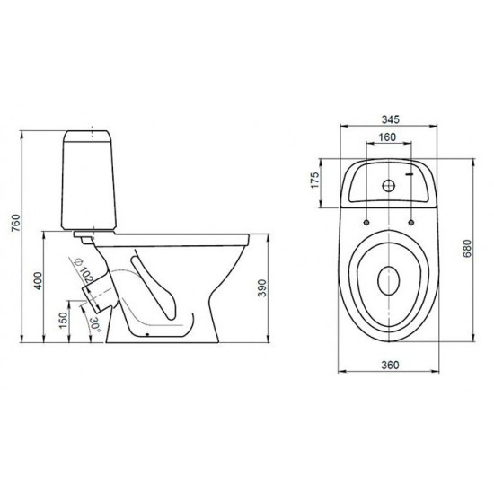 Унитаз-компакт Santeri Прайм Стандарт 1P2054S0000BF 36x68 сиденье полипропилен Унитаз-компакт Santeri Прайм Стандарт 1P2054S0000BF 36x68 сиденье полипропилен