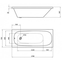 Ванна акриловая Berges NELU 170x75 белая