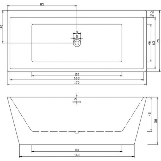 Ванна акриловая Cerutti Spa Lugano 170x75 белая
