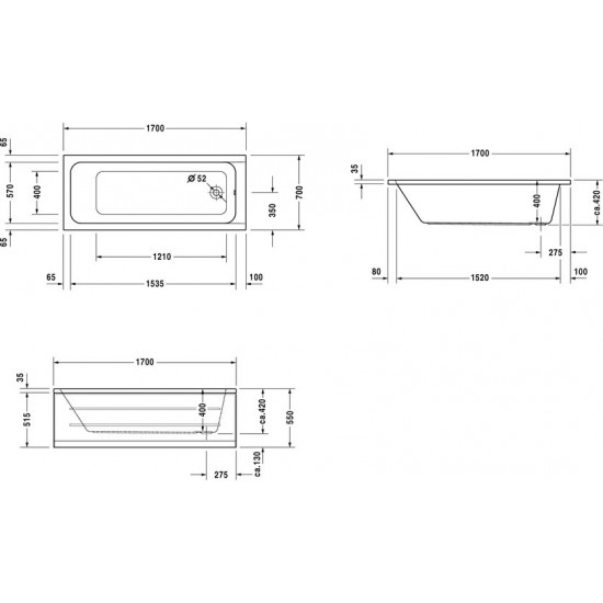 Ванна акриловая Duravit D-Code 170x70