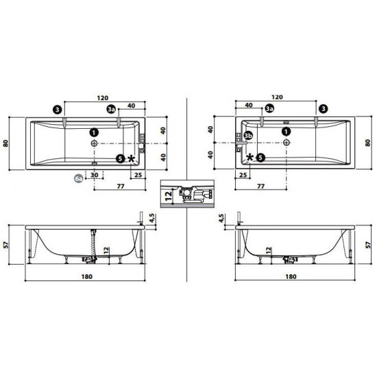 Ванна акриловая Jacuzzi Moove 9450-422A 180x80