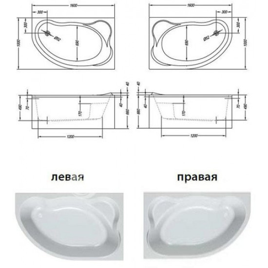 Ванна акриловая Kolpa-san Amadis L 160x100 (левая)