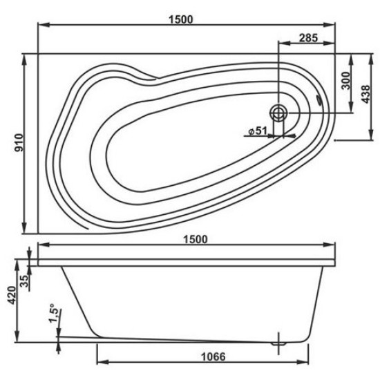Ванна акриловая Vagnerplast Avona 150x90 (правая)