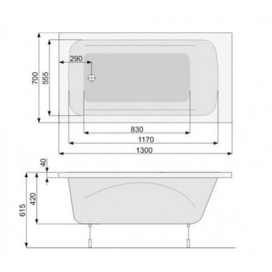 Ванна чугунная Castalia 130x70 с ножками