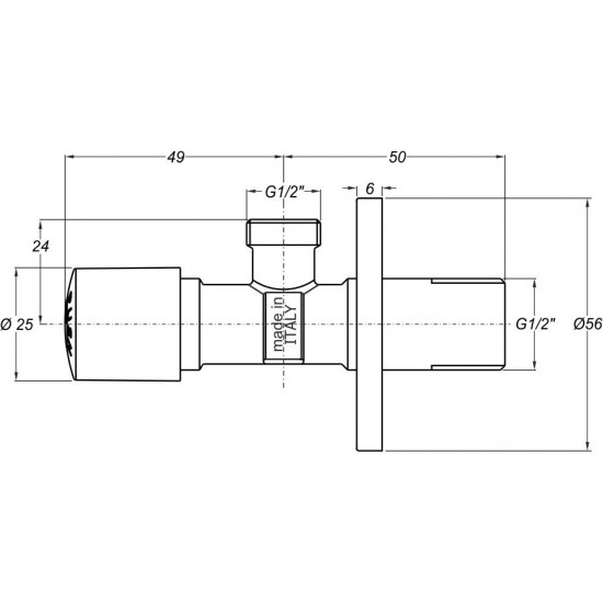 Вентиль угловой Bonomini 0500OT24S7 для подключения смесителя кнопочный