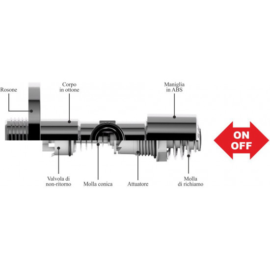 Вентиль угловой Bonomini 0500OT24S7 для подключения смесителя кнопочный