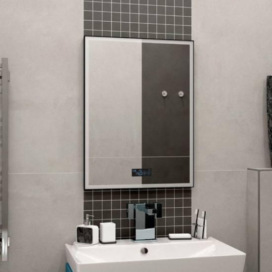 Зеркало Briz Берн 100x70 с подсветкой и часами