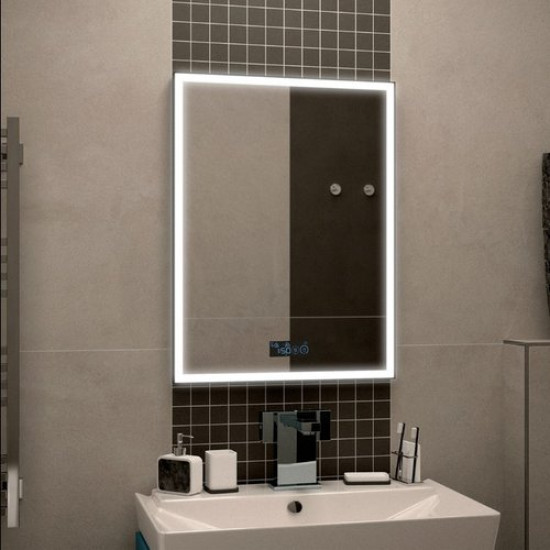 Зеркало Briz Берн 60x80 с подсветкой и часами